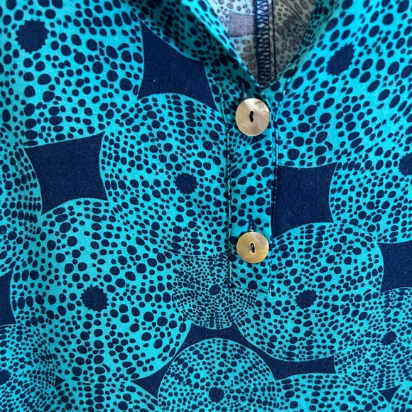 Escapada Teal and Navy Geometric Top Size Medium - Picture 2 of 10